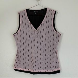 Style & Co Pink Polka Dot Sleeveless Mesh Tank
